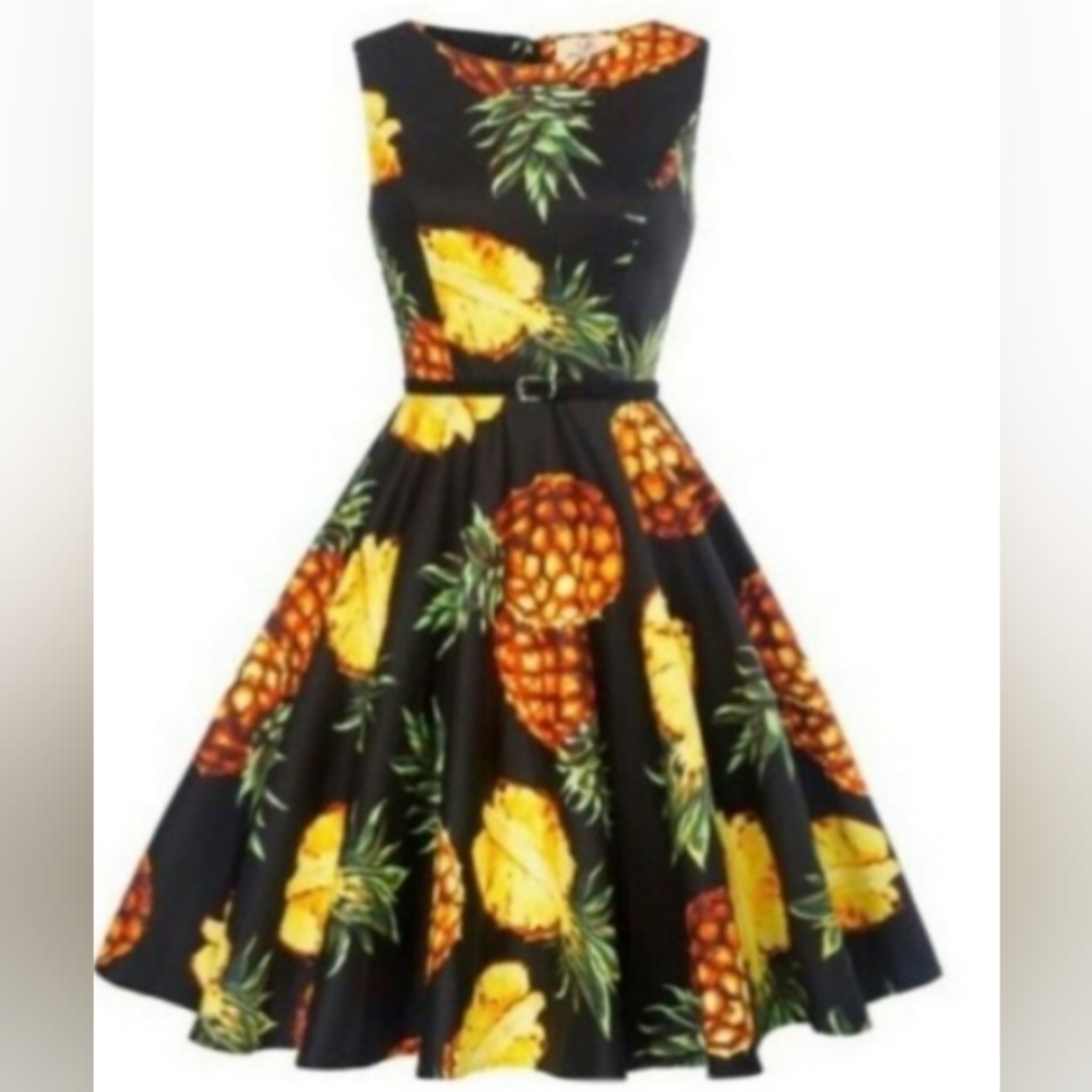 Grace Karin Tropical Pineapple Pinup Style dress Sz L